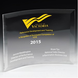 Laser Engraved Freestanding Curved Award (5"x 7"x 1/4")