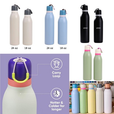 Easy Sip Stainless Steel Insulated Bottle with Carrying Loop