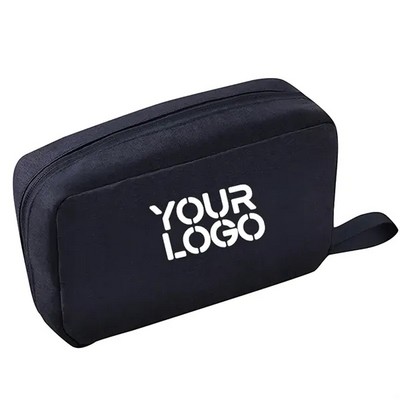Compact Water-Resistant Multi-Compartment Travel Toiletry Bag with Zipper Closure